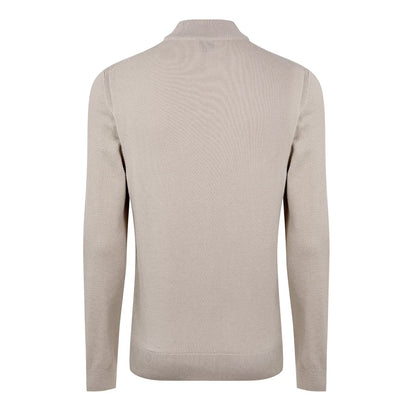 Light Beige - Side - Boss Mens Ebrando-P Knitted Half Zip Jumper