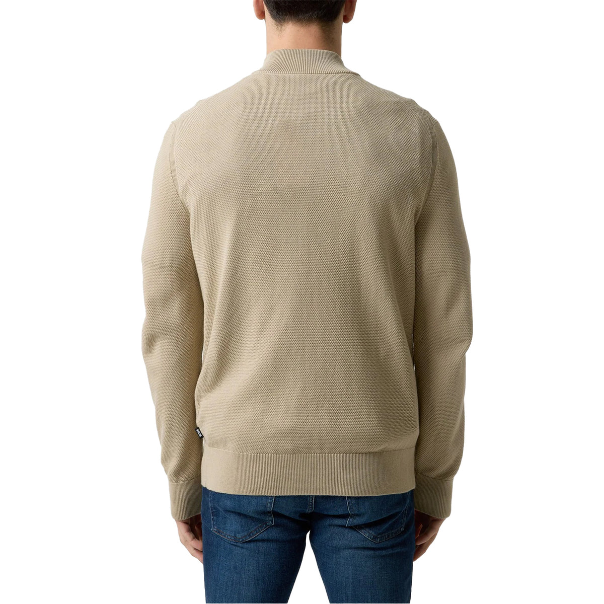 Light Beige - Pack Shot - Boss Mens Ebrando-P Knitted Half Zip Jumper