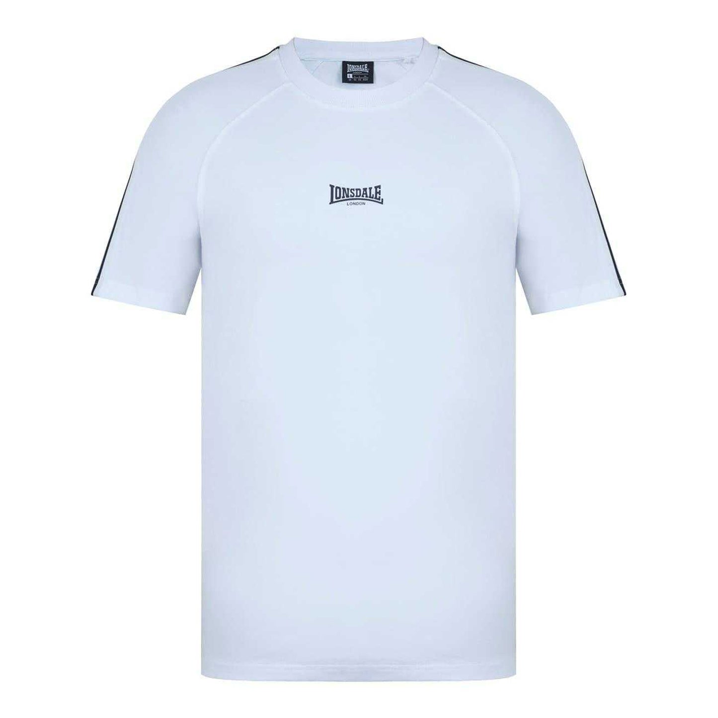 White - Front - Lonsdale Mens Striped Logo Regular Raglan T-Shirt