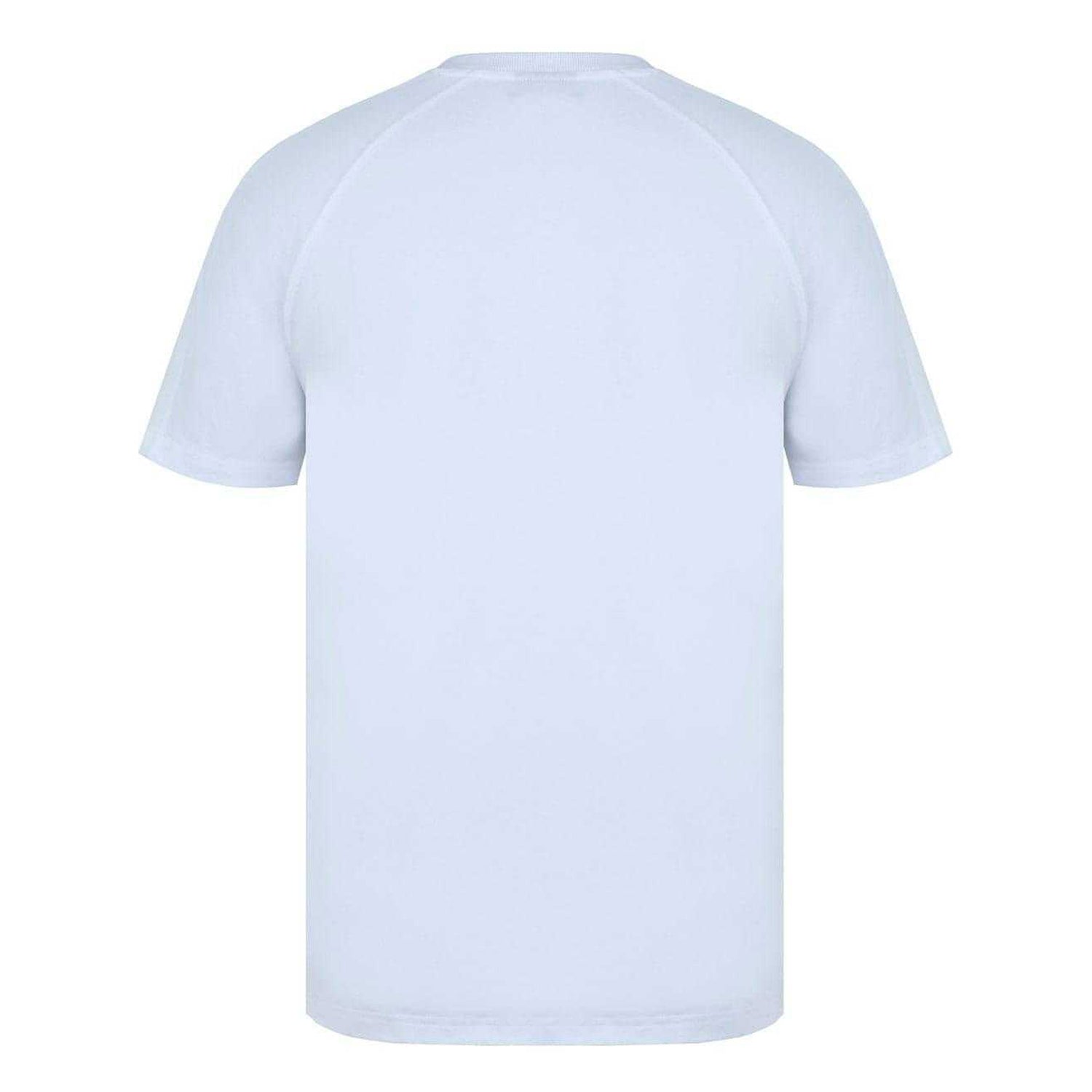 White - Back - Lonsdale Mens Striped Logo Regular Raglan T-Shirt