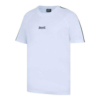White - Side - Lonsdale Mens Striped Logo Regular Raglan T-Shirt