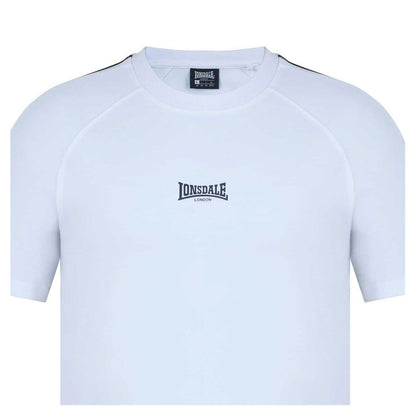 White - Lifestyle - Lonsdale Mens Striped Logo Regular Raglan T-Shirt