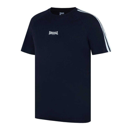 Black - Lifestyle - Lonsdale Mens Striped Logo Regular Raglan T-Shirt