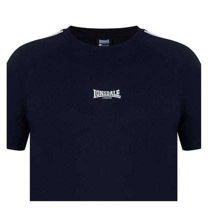 Black - Pack Shot - Lonsdale Mens Striped Logo Regular Raglan T-Shirt