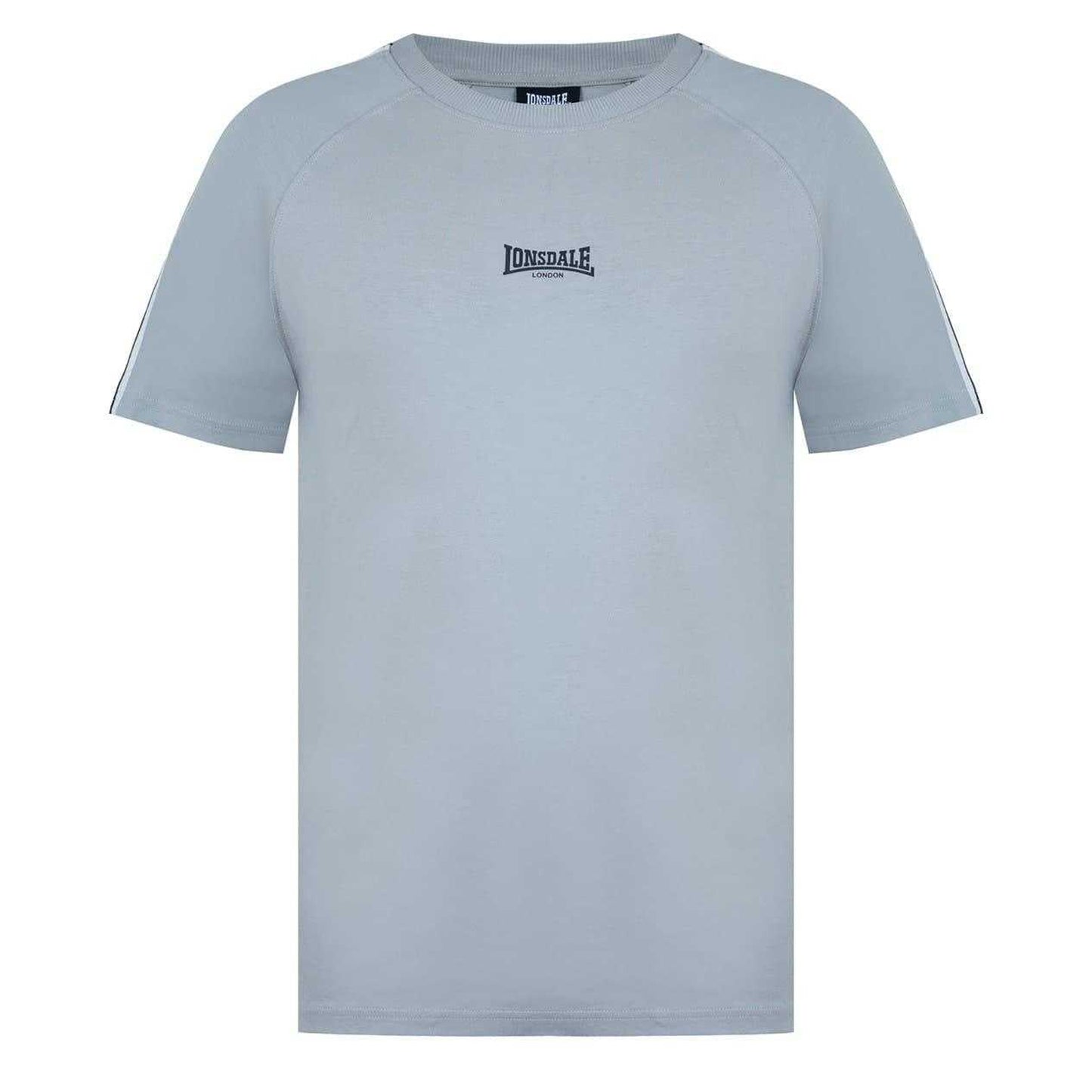 Ghost Grey - Front - Lonsdale Mens Striped Logo Regular Raglan T-Shirt