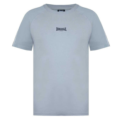 Ghost Grey - Front - Lonsdale Mens Striped Logo Regular Raglan T-Shirt