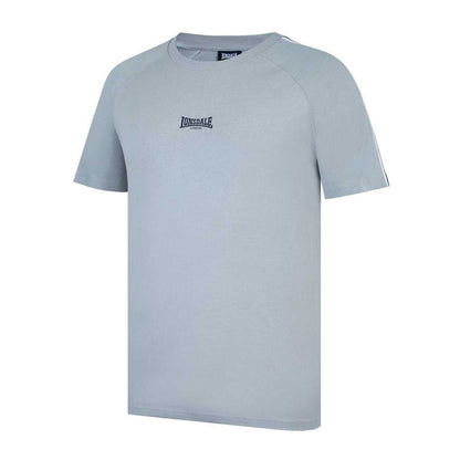 Ghost Grey - Side - Lonsdale Mens Striped Logo Regular Raglan T-Shirt