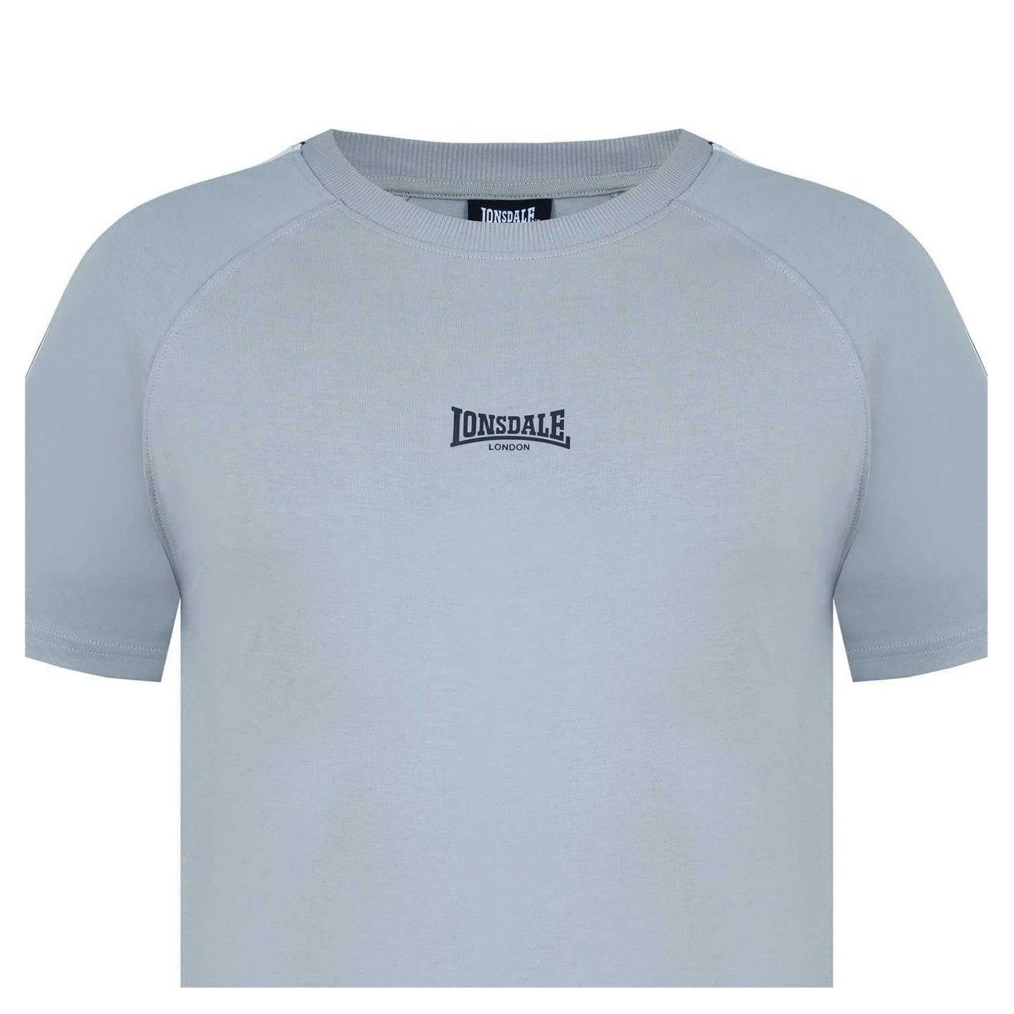 Ghost Grey - Lifestyle - Lonsdale Mens Striped Logo Regular Raglan T-Shirt