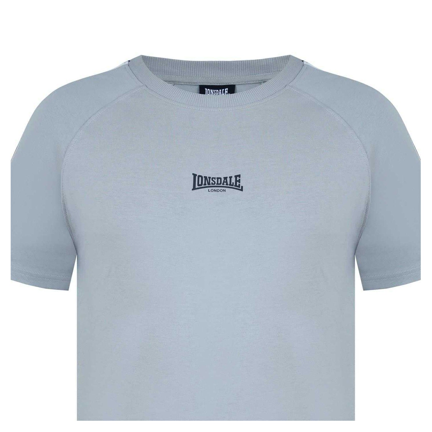 Ghost Grey - Lifestyle - Lonsdale Mens Striped Logo Regular Raglan T-Shirt