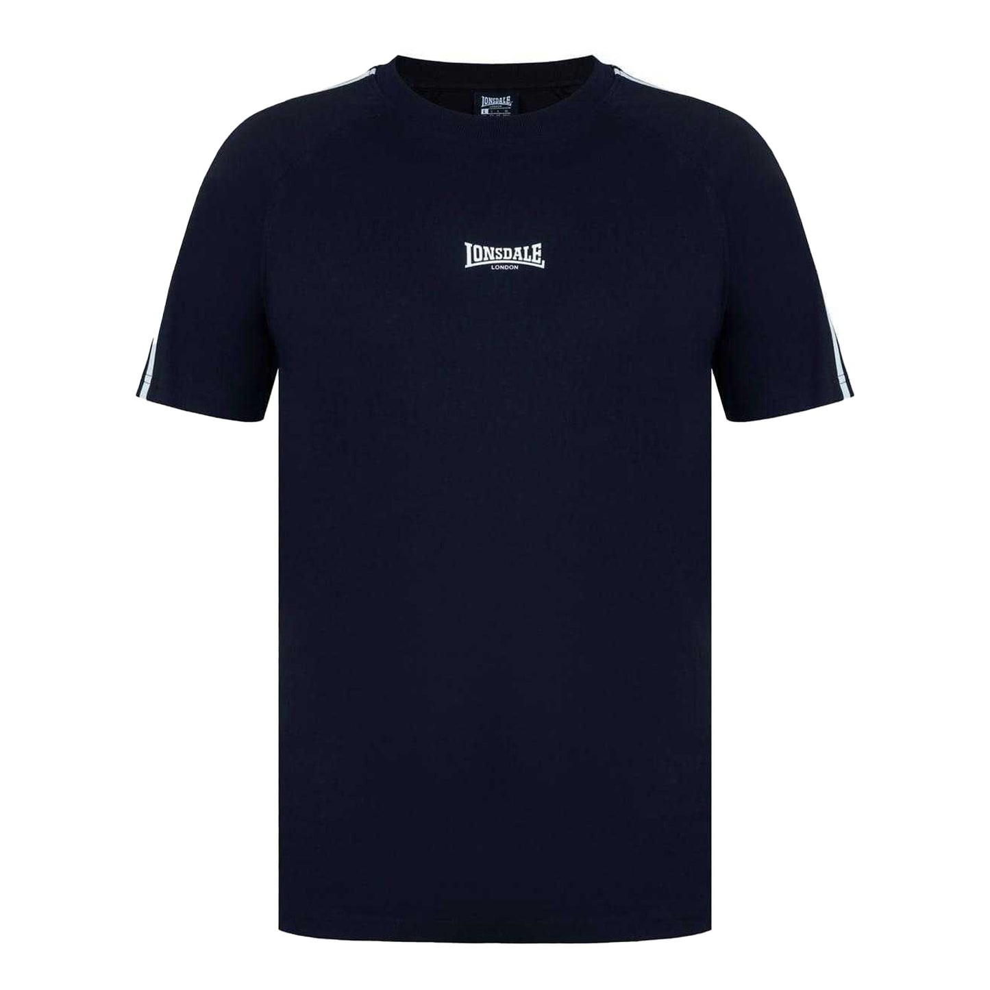 Black - Front - Lonsdale Mens Striped Logo Regular Raglan T-Shirt