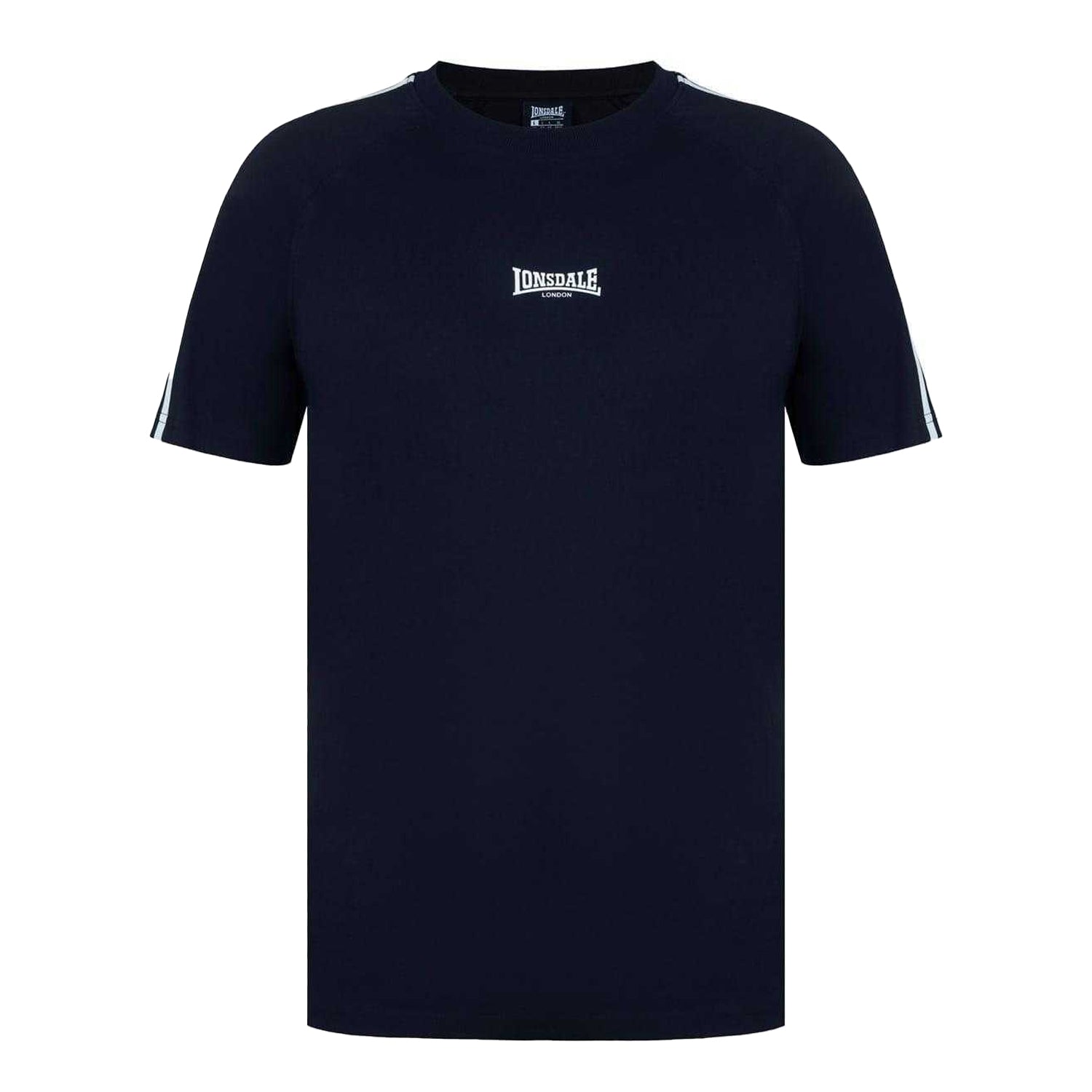 Black - Front - Lonsdale Mens Striped Logo Regular Raglan T-Shirt