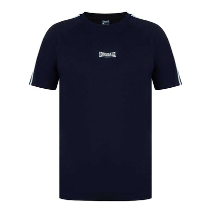Black - Front - Lonsdale Mens Striped Logo Regular Raglan T-Shirt