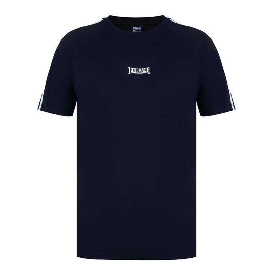 Black - Front - Lonsdale Mens Striped Logo Regular Raglan T-Shirt