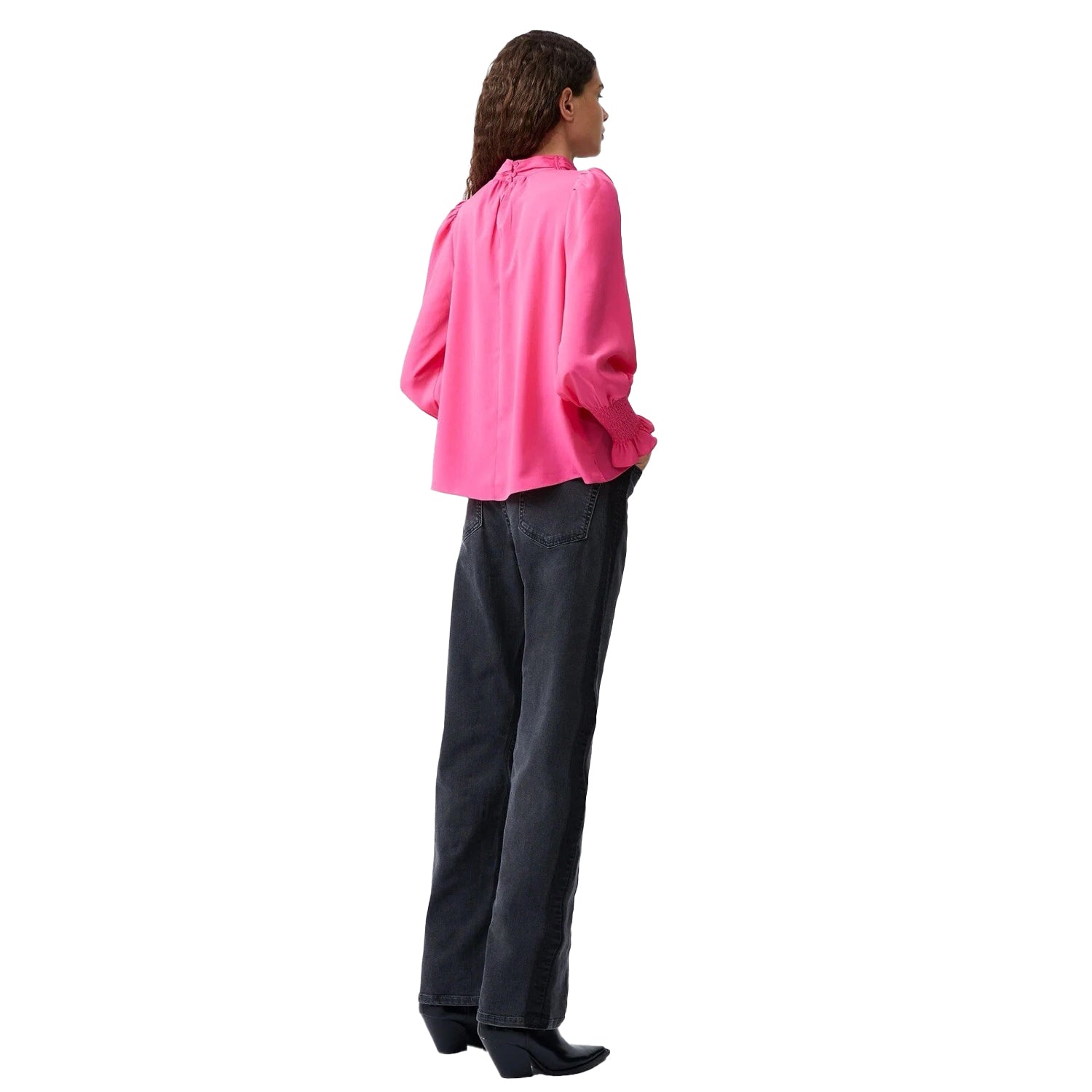 Luminous Pink - Back - French Connection Womens-Ladies High-Neck Regular Blouse