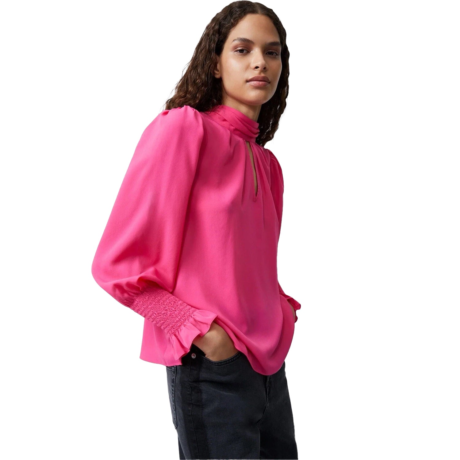 Luminous Pink - Lifestyle - French Connection Womens-Ladies High-Neck Regular Blouse