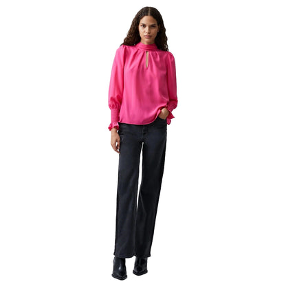 Luminous Pink - Pack Shot - French Connection Womens-Ladies High-Neck Regular Blouse