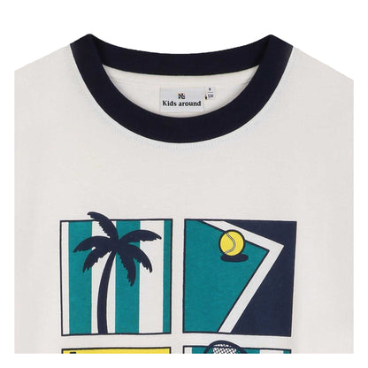 Cream - Back - Kids Around Boys Tennis Regular Short-Sleeved T-Shirt