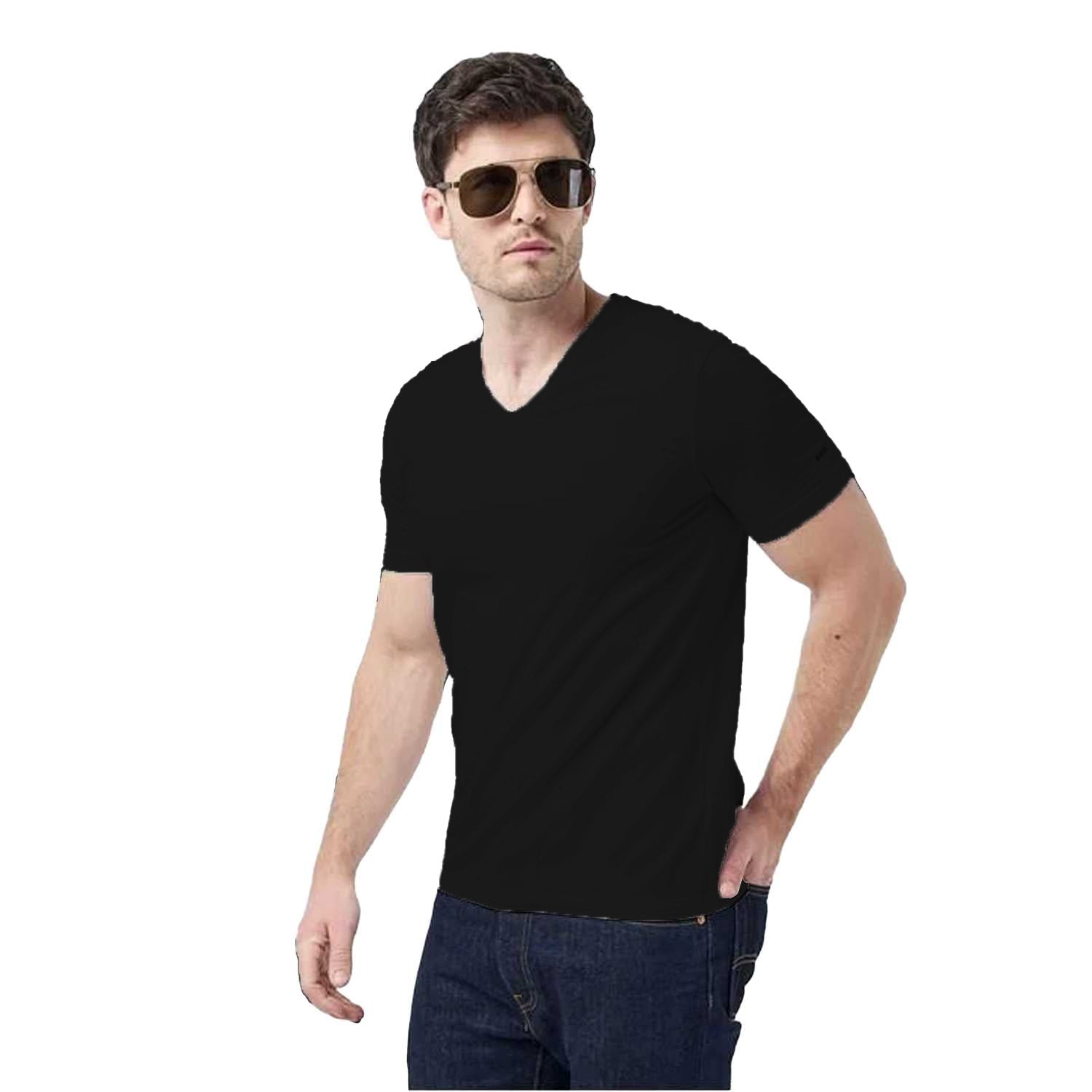 Black - Side - Boss Mens Spirit V Neck Slim T-Shirt (Pack of 2)