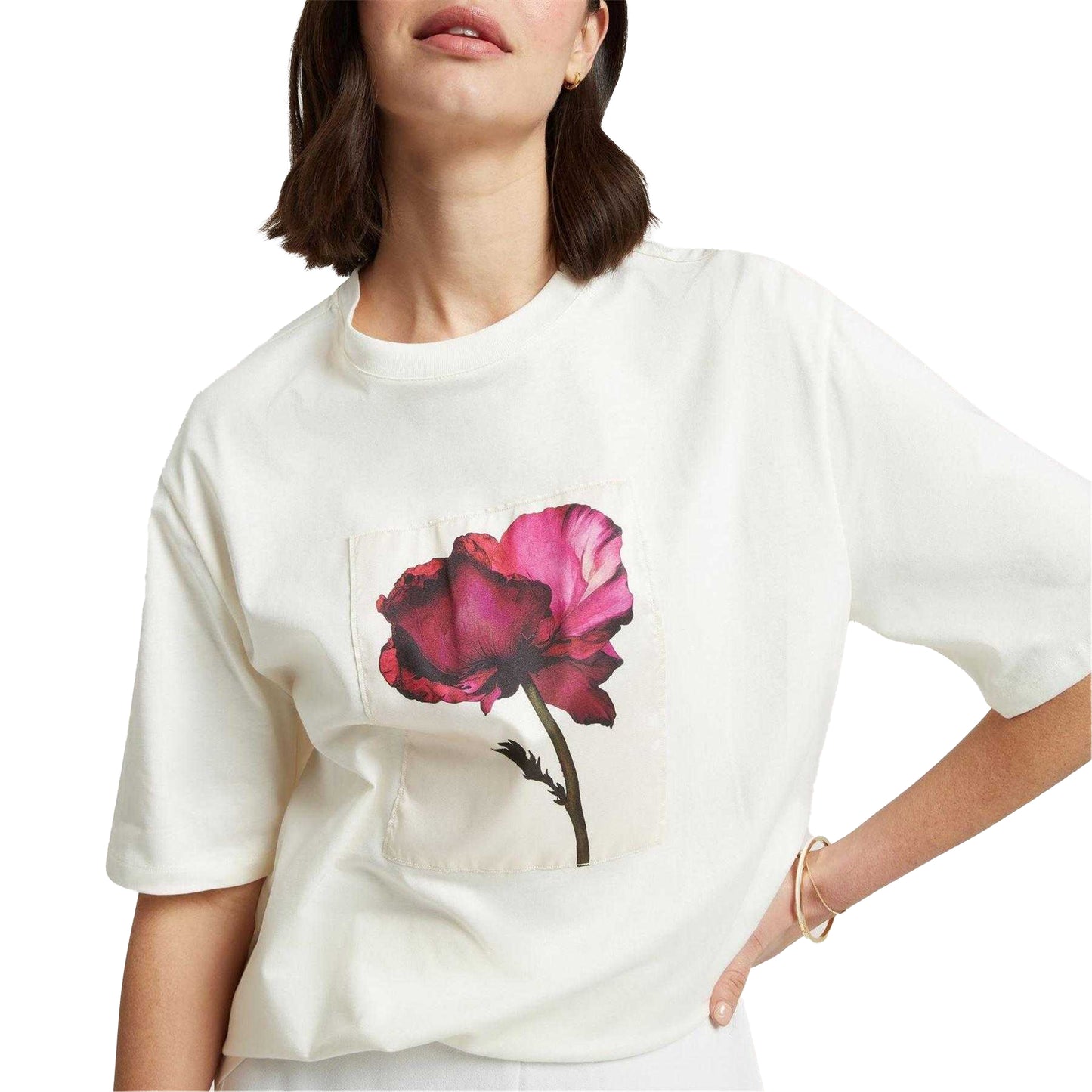 Ivory - Lifestyle - Ted Baker Womens-Ladies Floral Soft Touch Relaxed Fit T-Shirt