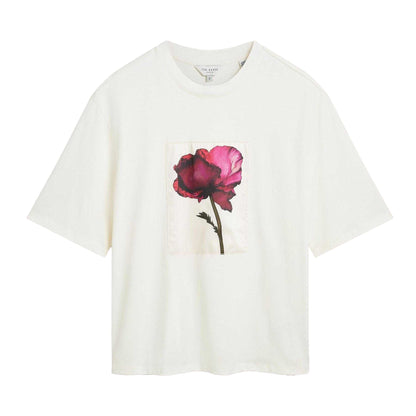 Ivory - Front - Ted Baker Womens-Ladies Floral Soft Touch Relaxed Fit T-Shirt