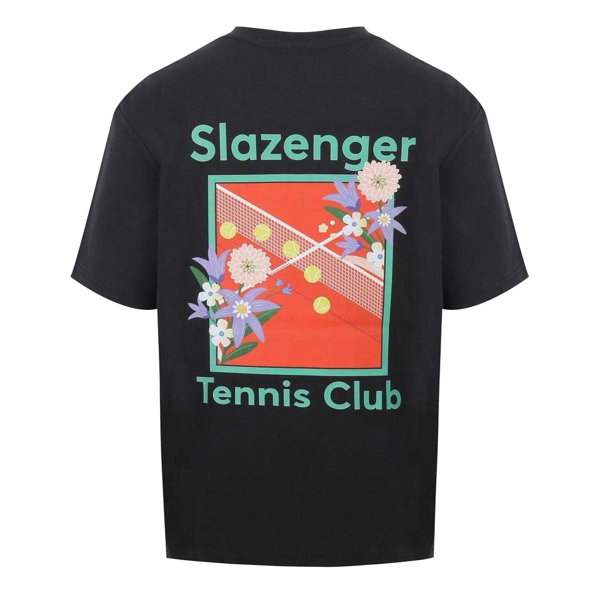 Black - Back - Slazenger Mens Tennis Club Back Print Crew Neck T-Shirt