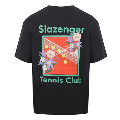 Black - Back - Slazenger Mens Tennis Club Back Print Crew Neck T-Shirt
