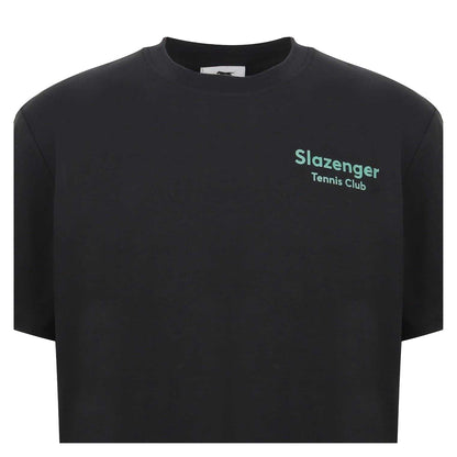 Black - Side - Slazenger Mens Tennis Club Back Print Crew Neck T-Shirt