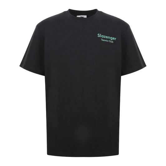 Black - Front - Slazenger Mens Tennis Club Back Print Crew Neck T-Shirt