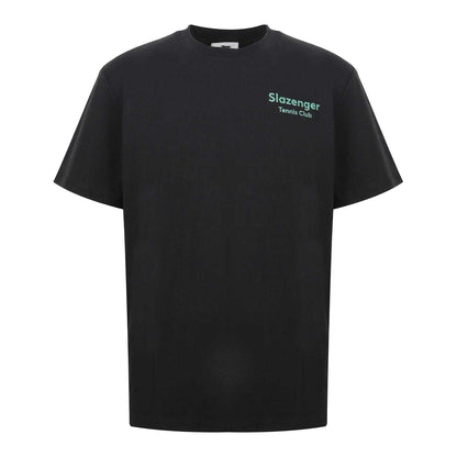 Black - Front - Slazenger Mens Tennis Club Back Print Crew Neck T-Shirt