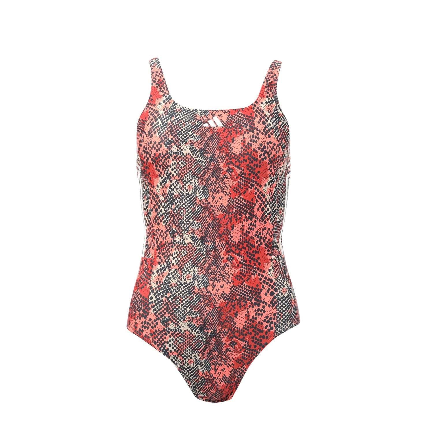 Multicoloured - Front - Adidas Womens-Ladies 3 Stripes One Piece Swimsuit