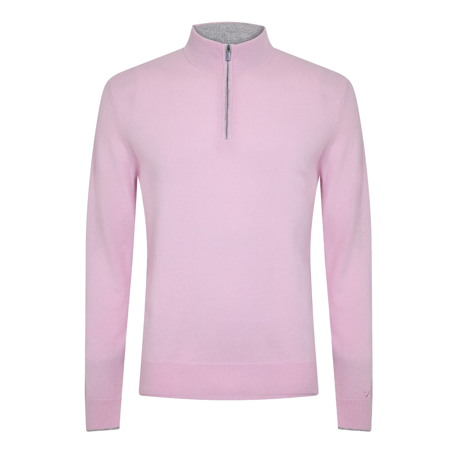 Pink - Front - Callaway Mens Zip Neck Sweater Top