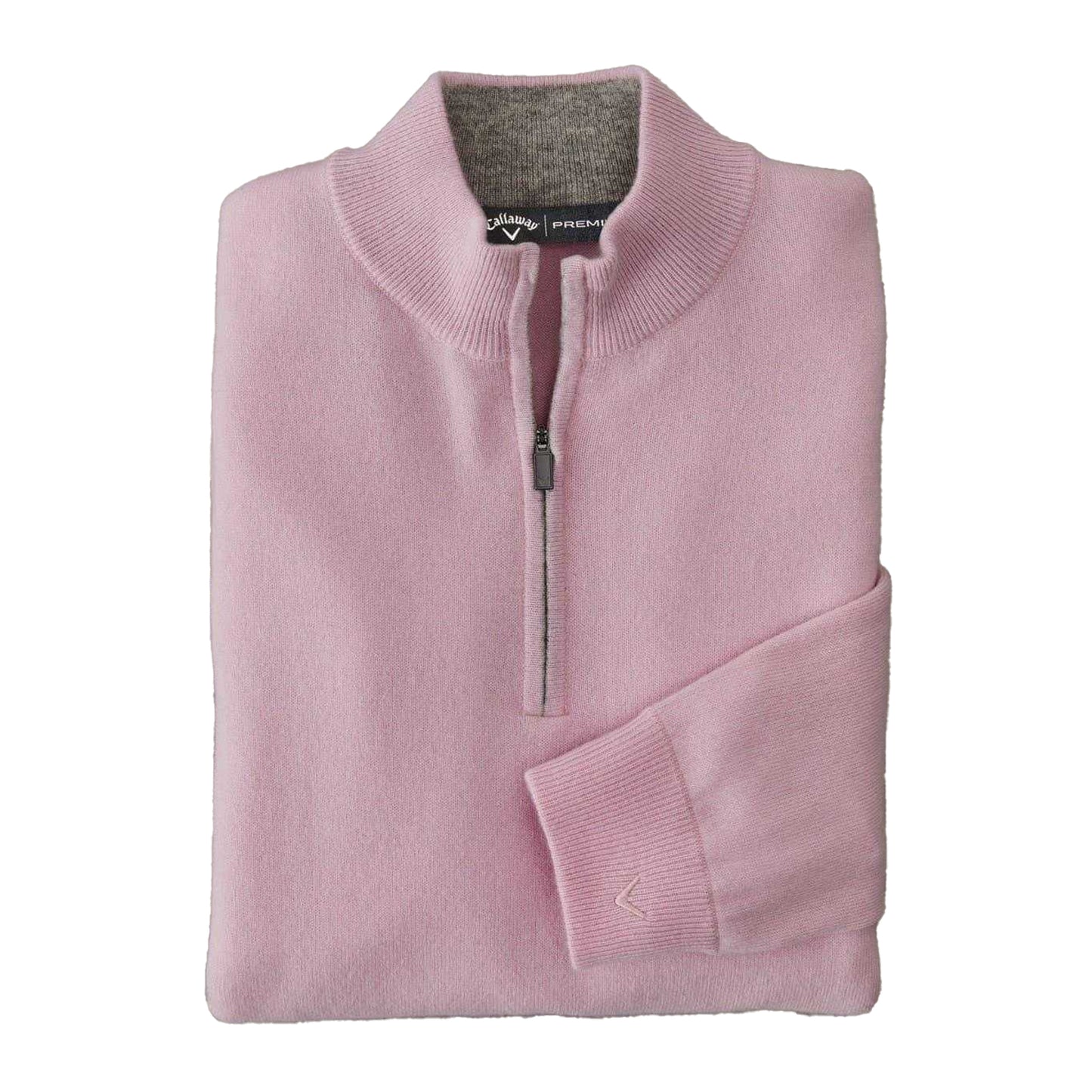 Pink - Side - Callaway Mens Zip Neck Sweater Top