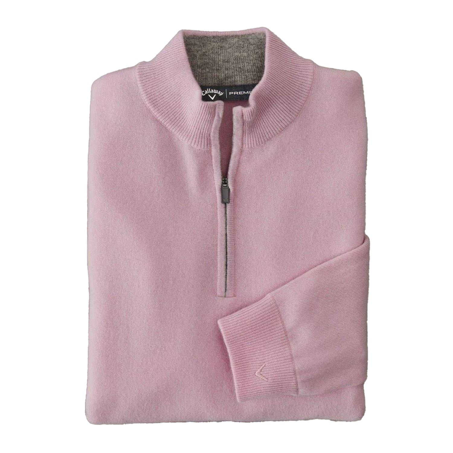 Pink - Side - Callaway Mens Zip Neck Sweater Top