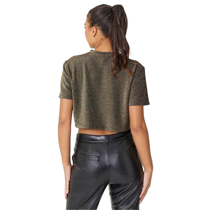 Gold - Back - Be You Womens-Ladies Glitter Party Crop Top