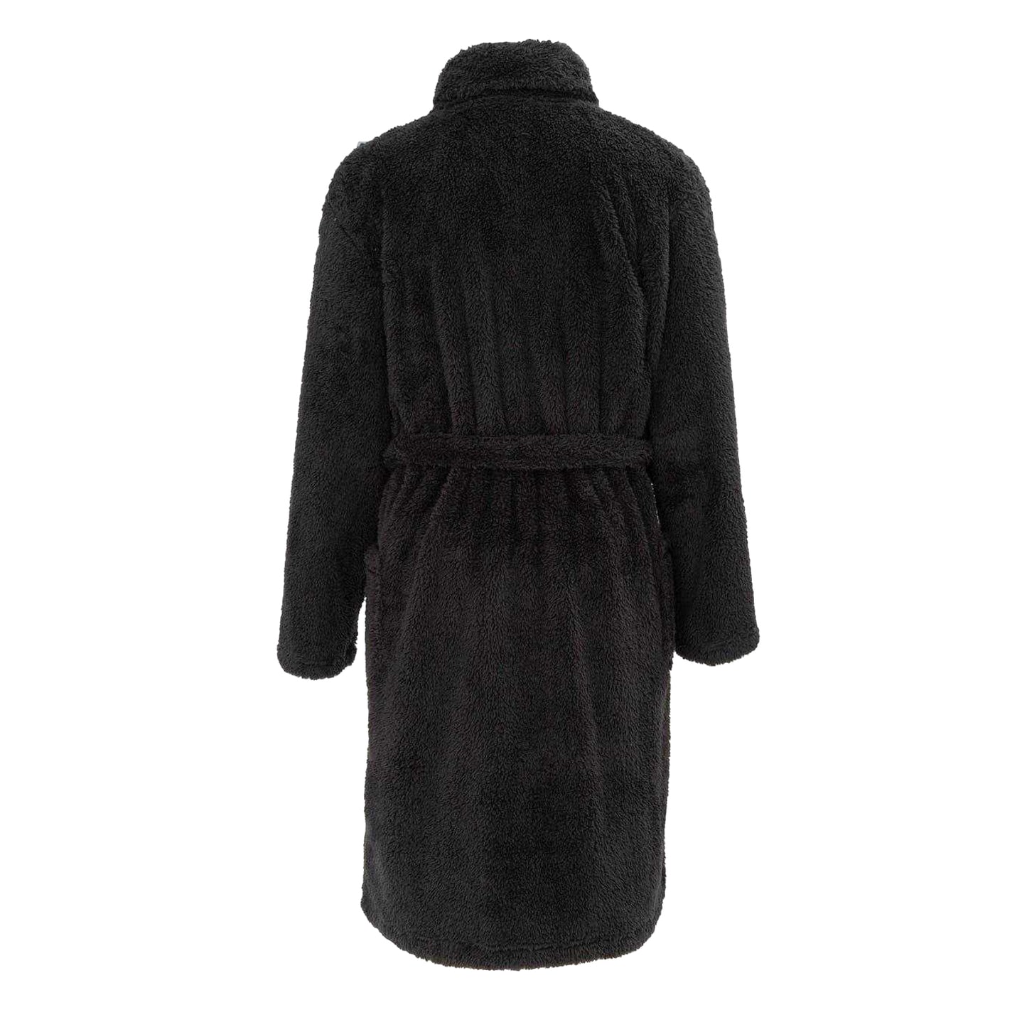 Black - Back - Howick Mens Plush Fleece Long-Sleeved Robe