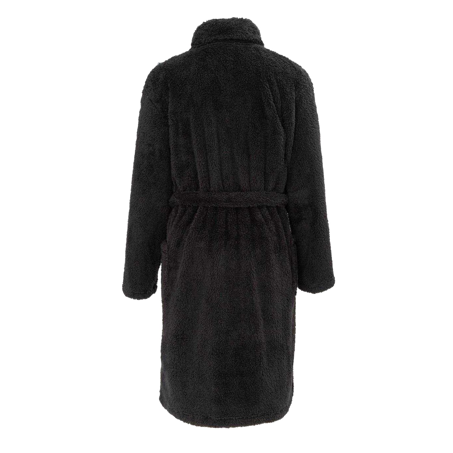 Black - Back - Howick Mens Plush Fleece Long-Sleeved Robe