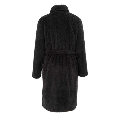 Black - Back - Howick Mens Plush Fleece Long-Sleeved Robe
