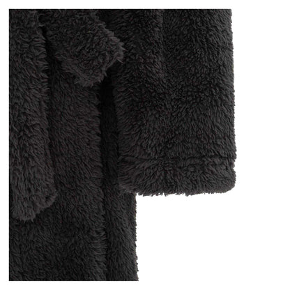 Black - Pack Shot - Howick Mens Plush Fleece Long-Sleeved Robe
