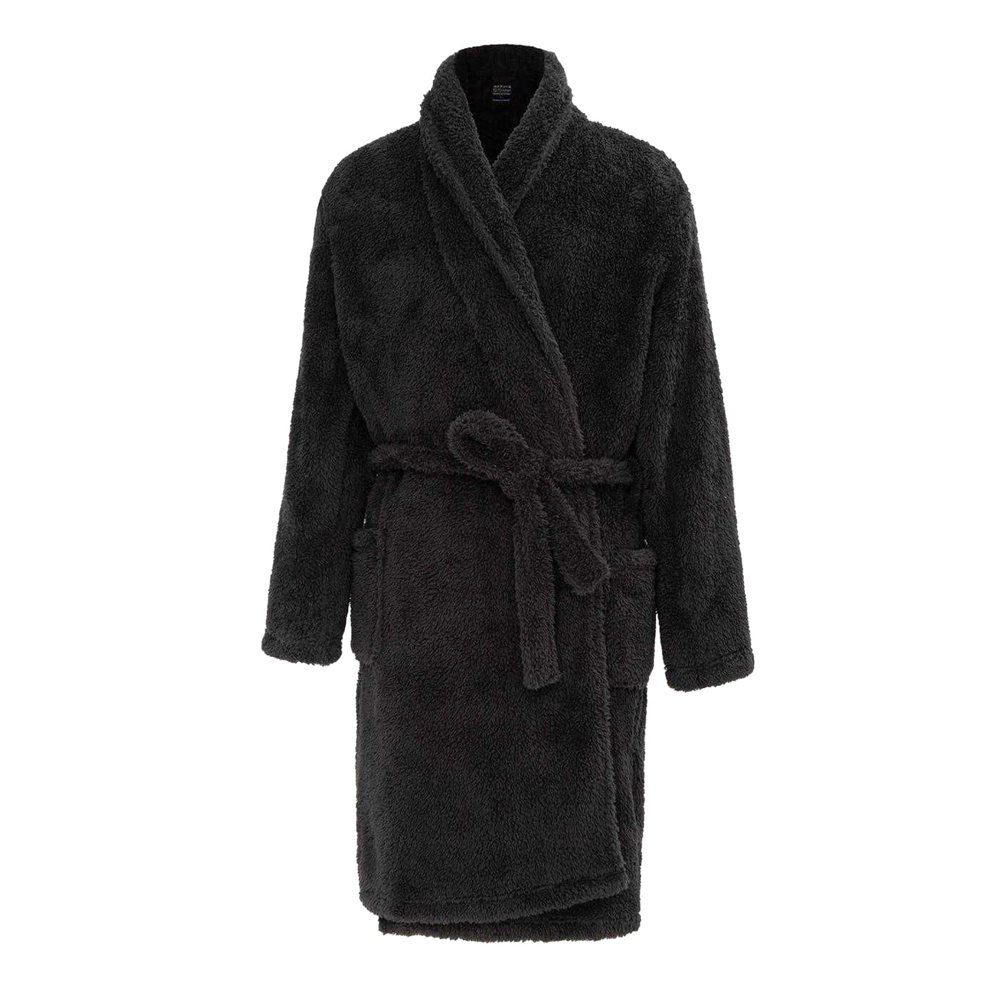 Black - Front - Howick Mens Plush Fleece Long-Sleeved Robe