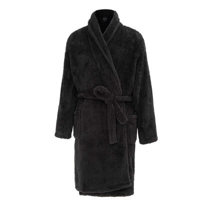 Black - Front - Howick Mens Plush Fleece Long-Sleeved Robe