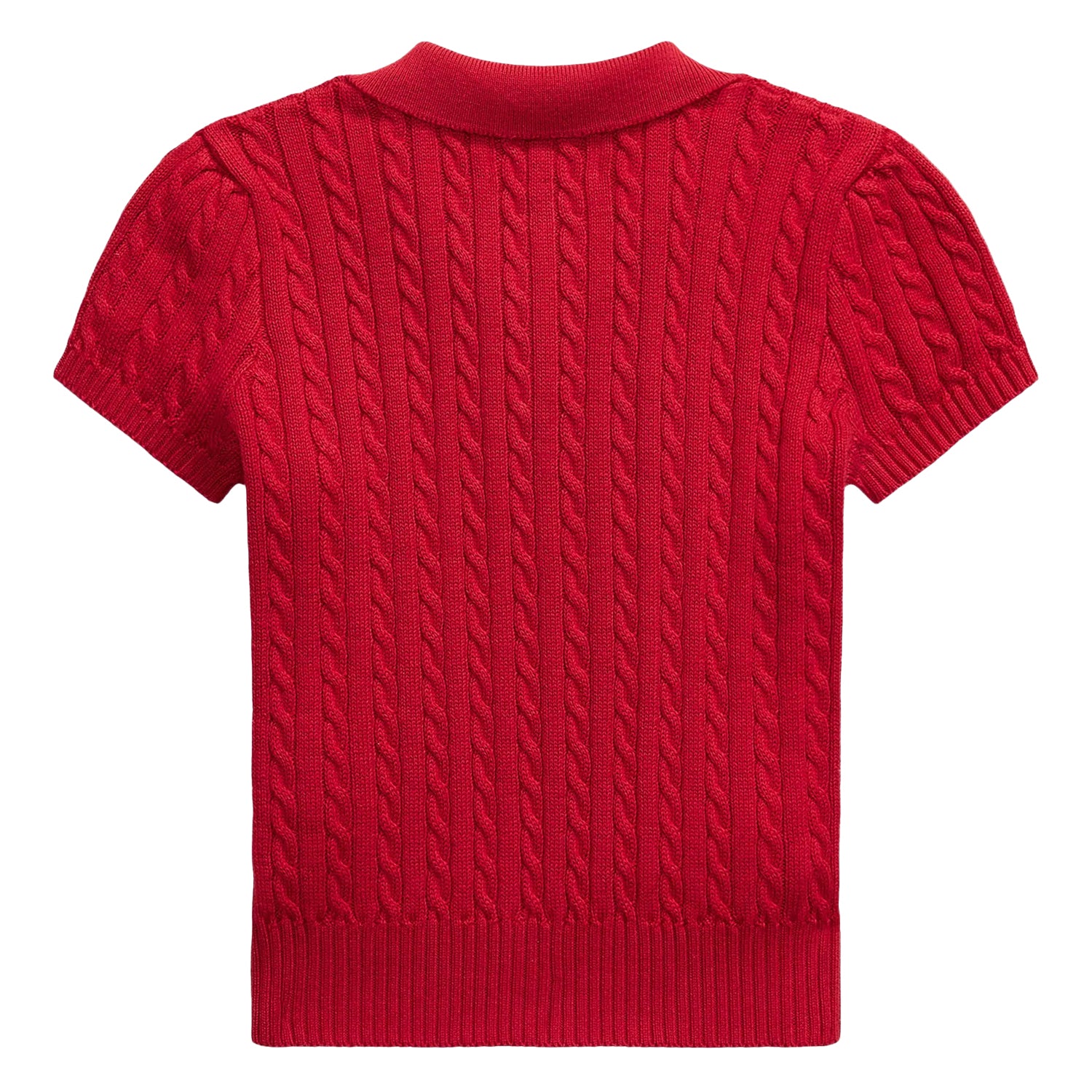 Team Red - Back - Ralph Lauren Childrens-Kids Cable Knit Regular Short-Sleeved Polo Shirt