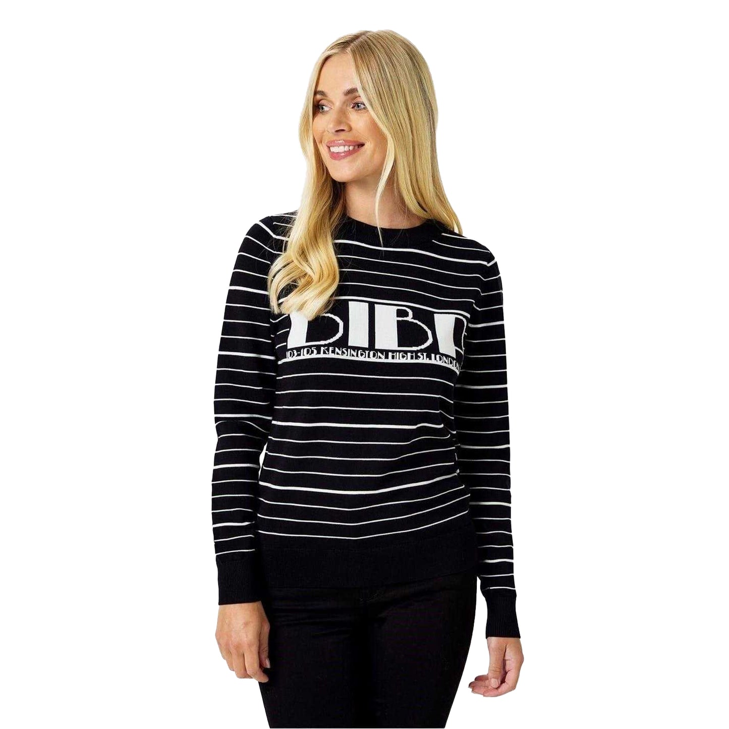 Black-White - Side - Biba Womens-Ladies Heritage Striped Jumper