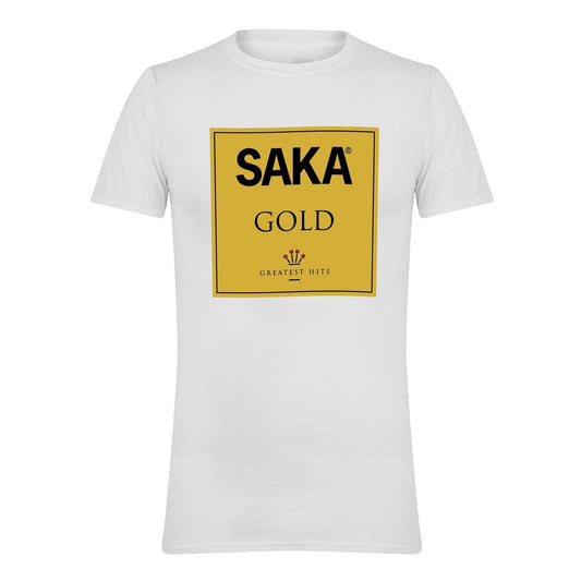 White-Gold - Front - AWD Unisex Adult Saka Album Cover Classic Football T-Shirt