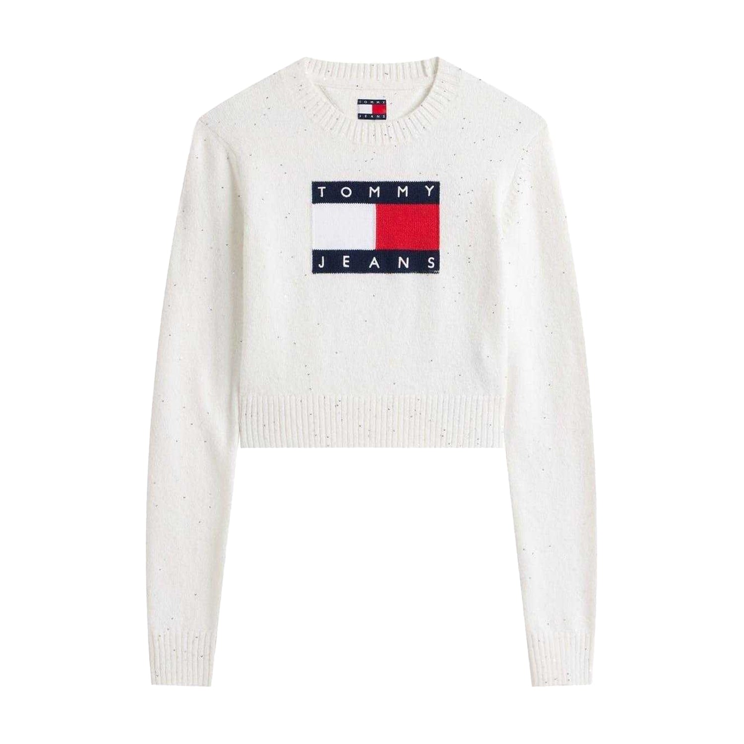 Antique White - Front - Tommy Jeans Womens-Ladies Jeans Ribbed Sweater Top