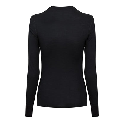 Black - Back - Odlo Womens-Ladies Merino Wool Base Layer Top
