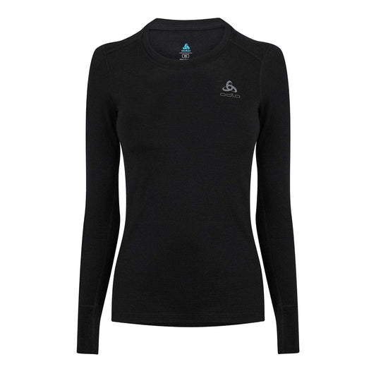 Black - Front - Odlo Womens-Ladies Merino Wool Base Layer Top