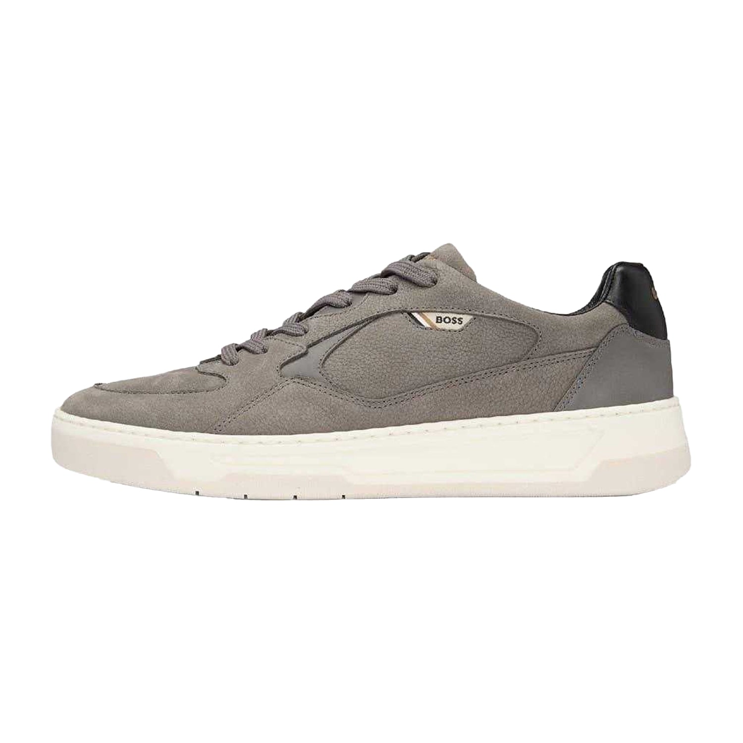 Medium Grey - Side - Boss Mens Baltimore Canvas Trainers