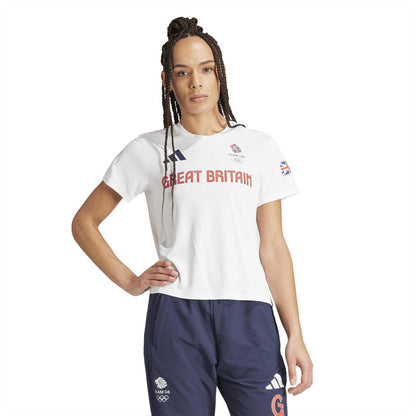 White - Lifestyle - Team GB Womens-Ladies Adidas T-Shirt
