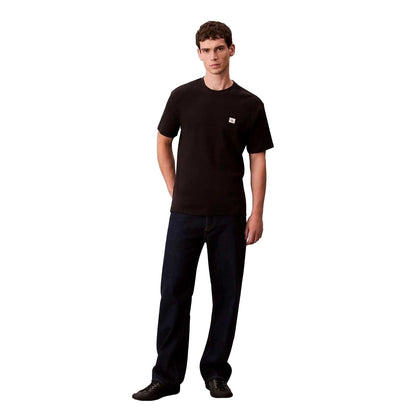 Black - Pack Shot - Calvin Klein Mens Badge Waffle T-Shirt