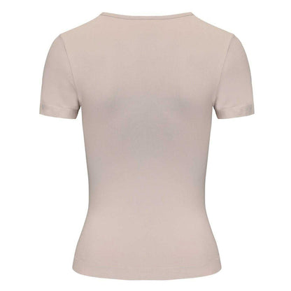Beige-White - Back - Slazenger Womens-Ladies Crew Neck Slim T-Shirt (Pack of 2)